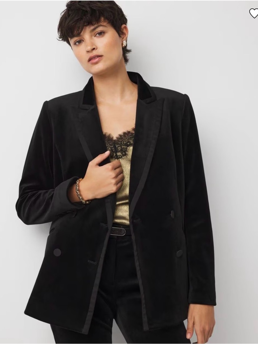 Women’s White House Black Market Black Velvet Double-Breasted Blazer Size XL